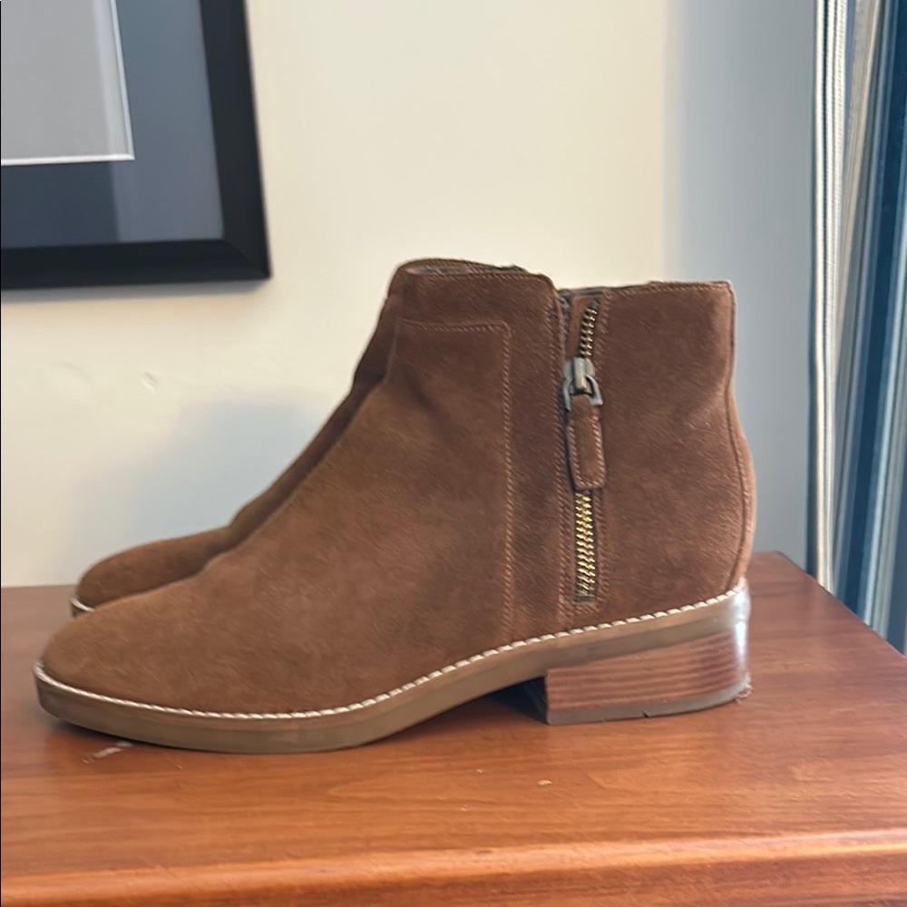 Cole Haan Brown Ankle Boots with Low Heel and Zipper